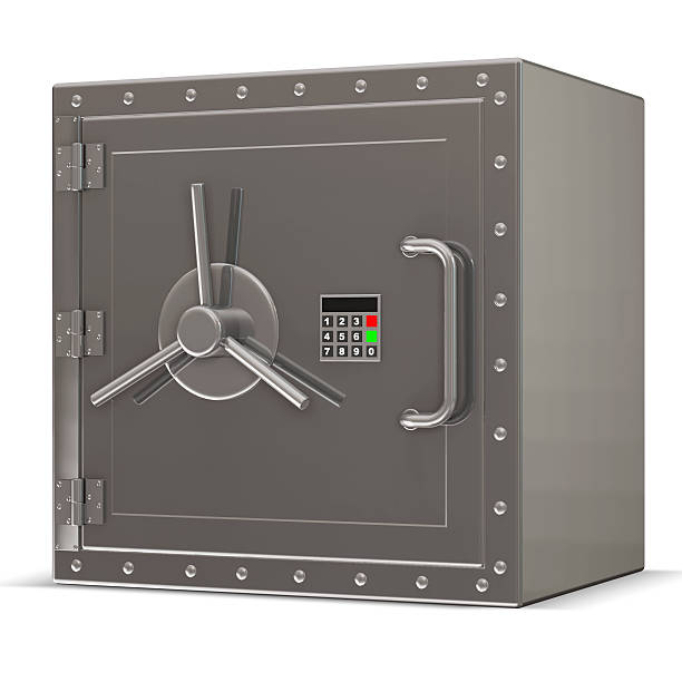 istock Closed Steel Safe with Electronic Lock on white background 533965133