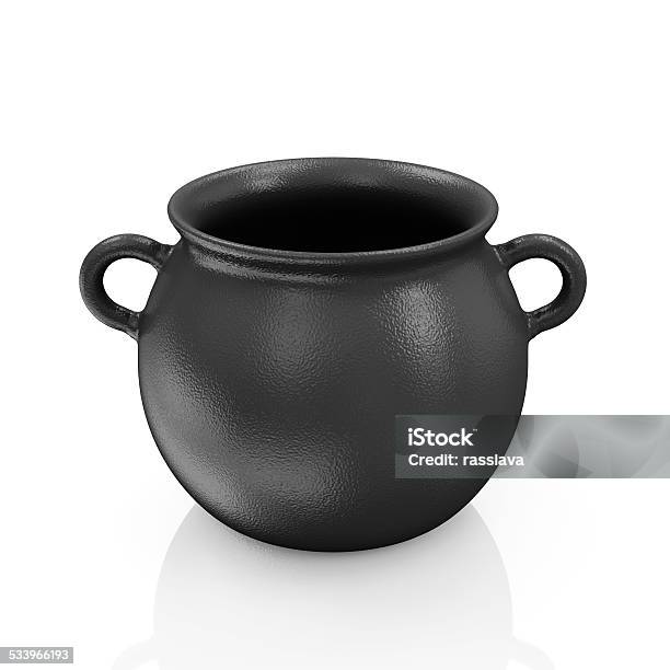 Empty Iron Pot Isolated On White Background Stock Photo - Download Image Now - Black Color, Cooking Pan, No People