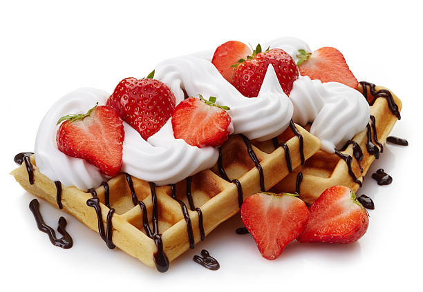 wafles belgas - nata montada fotografías e imágenes de stock