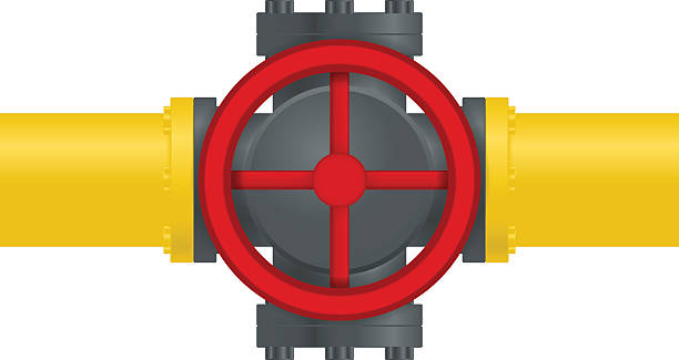 Pipe round valve Pipe round valve. Vector illustration isolated on white background natural gas pipeline clip art stock illustrations