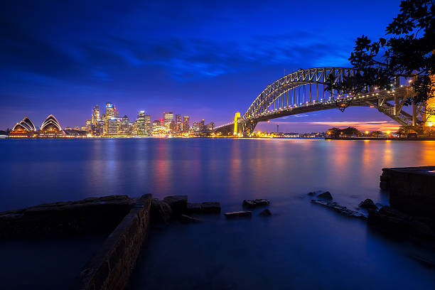 istock Sydney cityscape view at night 533975614