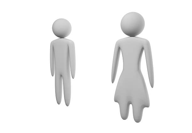 White male and female figures on white background. Isolated. 3D illustration.