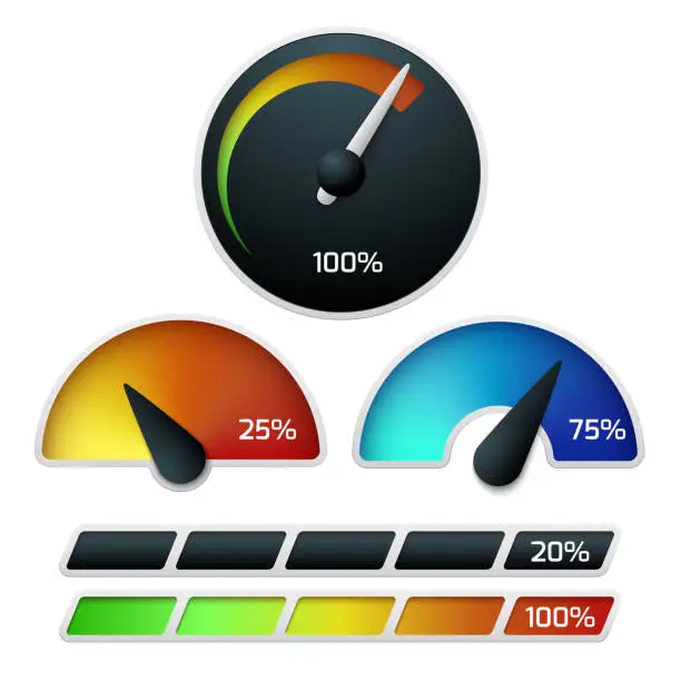 Vector illustration of Download speedometers vector set