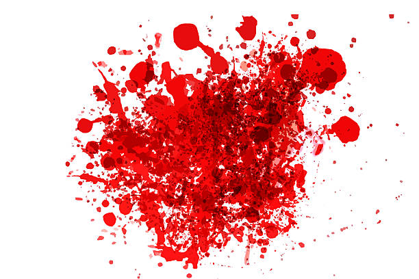 istock blood splash illustration on white, killing murder concept. 533980114