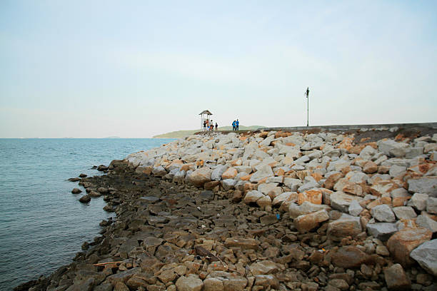 istock Sea coast with rock breakwater,Thailand 533980612