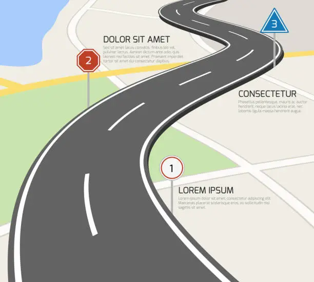 Vector illustration of Road vector infographic
