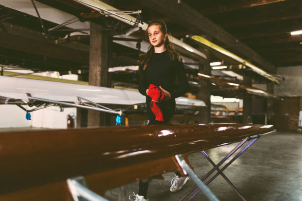 scull individuel de l'aviron. - skiff photos et images de collection