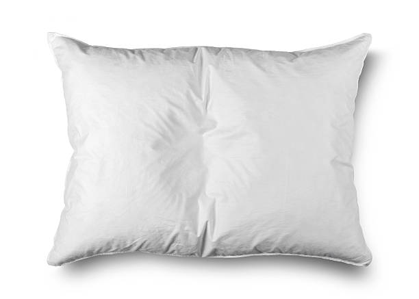 close up of a white pillow on white background stock photo