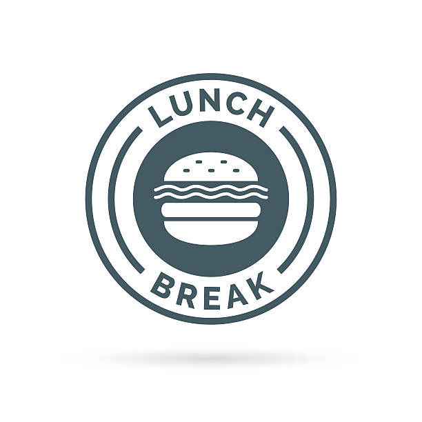 ilustrações, clipart, desenhos animados e ícones de fastfood intervalo do almoço símbolo ícone assinar com o cheeseburger refeição silhueta. - hora de almoço