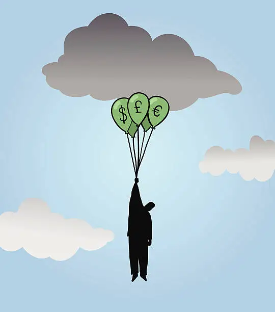 Vector illustration of Business man with Money Balloons