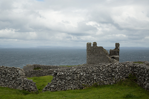 view of the 14th century O'Briens castle on the Aran island of Inisheer, Galway, Ireland