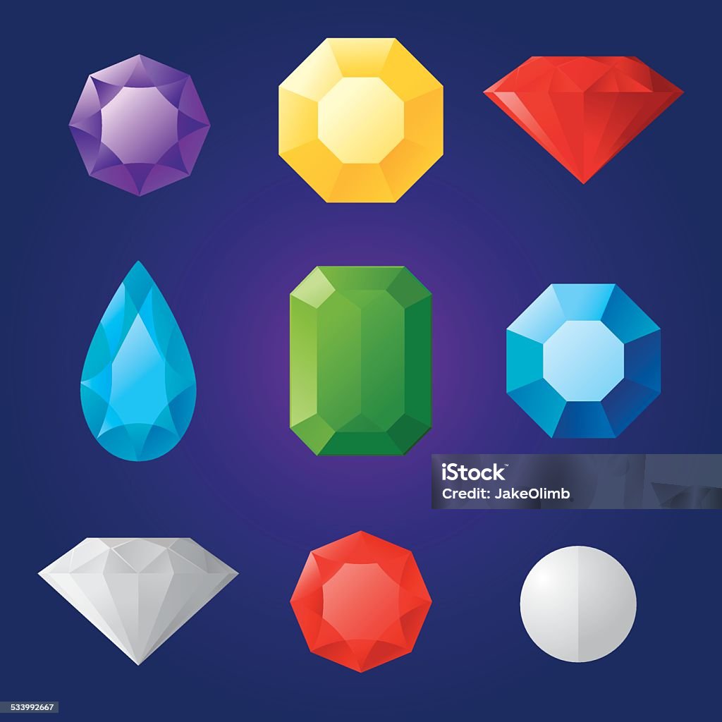 Jewels Vector illustration of a set of jewels in flat style. Gemstone stock vector