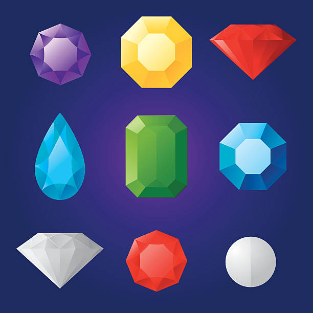 Jewels Vector illustration of a set of jewels in flat style. diamond gemstone stock illustrations