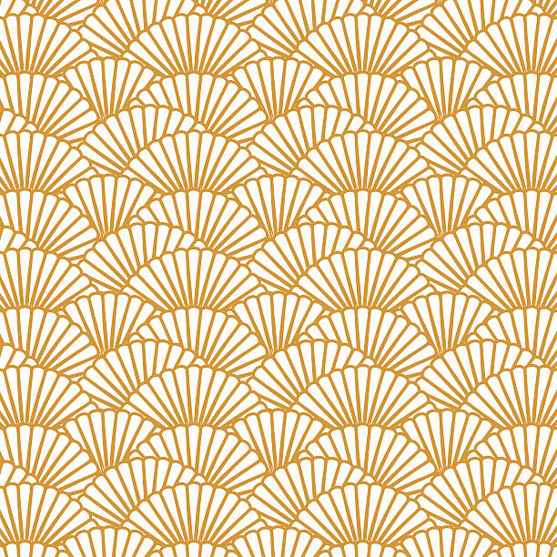 Scallop pattern repeat background Background image of repeat scallop shape pattern background image. east asian ethnicity stock illustrations