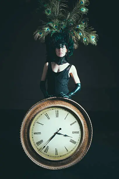 Photo of Sign of the Times Senior Woman holding Clock Surreal Portrait