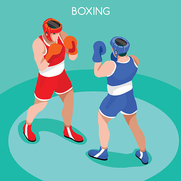 illustrazioni stock, clip art, cartoni animati e icone di tendenza di atletica boxe giocatori estate giochi atleta tornei sportivi concorrenza internazionale - cardboard box immagine