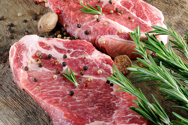 istock raw marble steak with herbs and spices 533995181