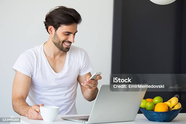 Morning News Stock Photo - Download Image Now - Breakfast, Businessman, Laptop
