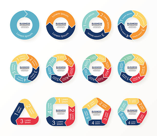 Circle arrows infographics, diagram, graph. Layout for your options or steps. Abstract template for background. number 1 2 3 stock illustrations