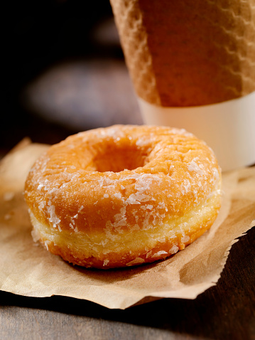 Glazed Donut with a Take Out Coffee- Photographed on Hasselblad H3D2-39mb Camera