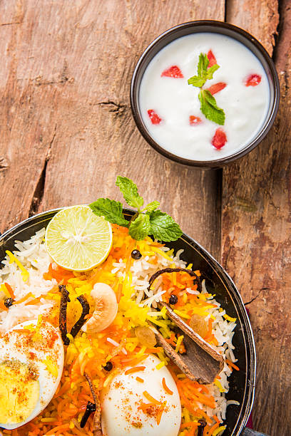 egg biryani or anda biryani using basmati rice and spices