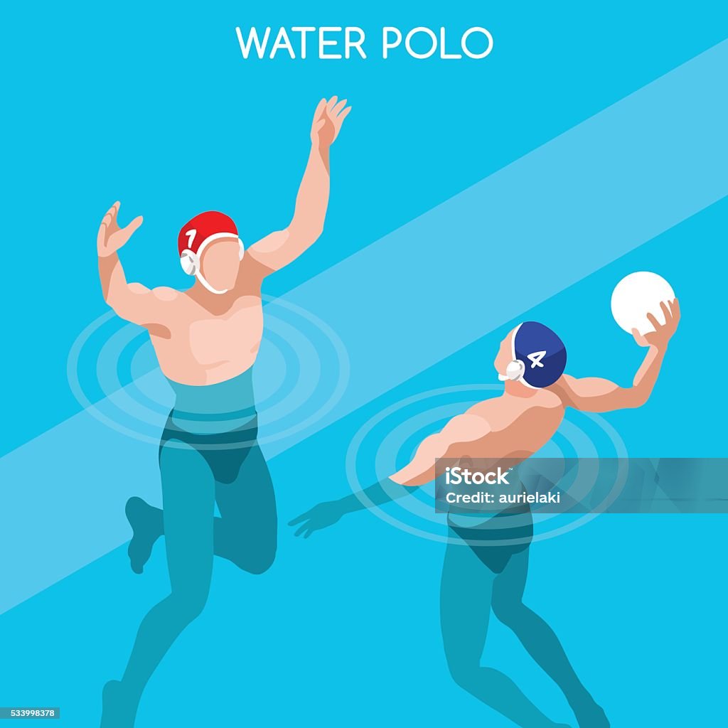 Atletismo piscina Agua Polo atleta de jugadores de golf de nivel profesional de la competencia deportiva Internacional - arte vectorial de Water-Polo libre de derechos