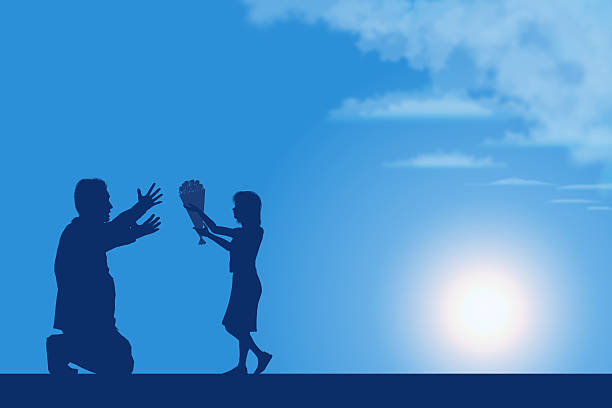 istock Father's Day background[Father and his daughter silhouette] 533998660