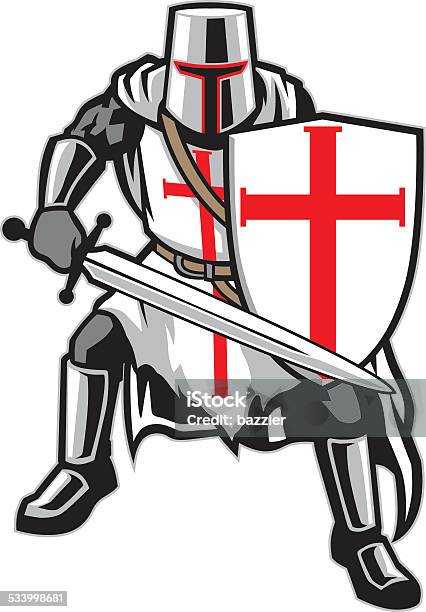 Ilustración de Templar Knight y más Vectores Libres de Derechos de Caballero - Caballero, Las Cruzadas, Armadura tradicional