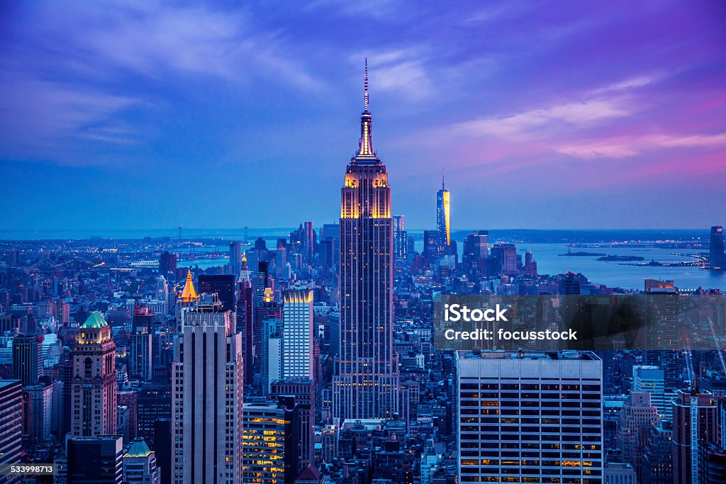 Empire State Building at night New York City Stock Photo