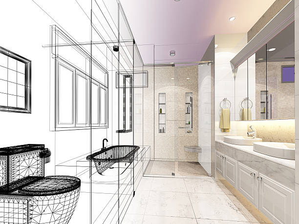 istock abstract sketch design of interior bathroom 533998954