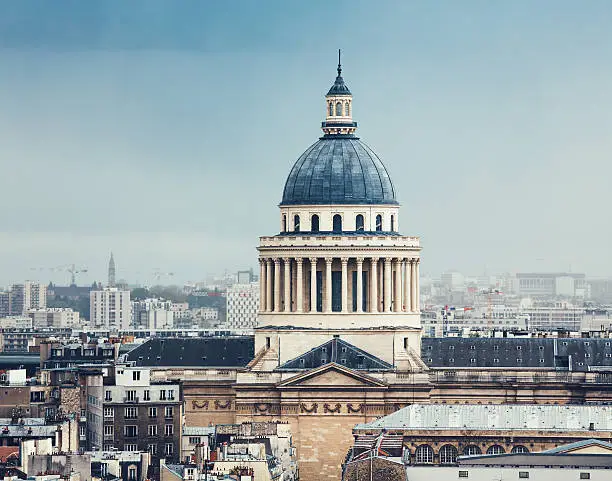 Paris cityscape with Pantheon (France).