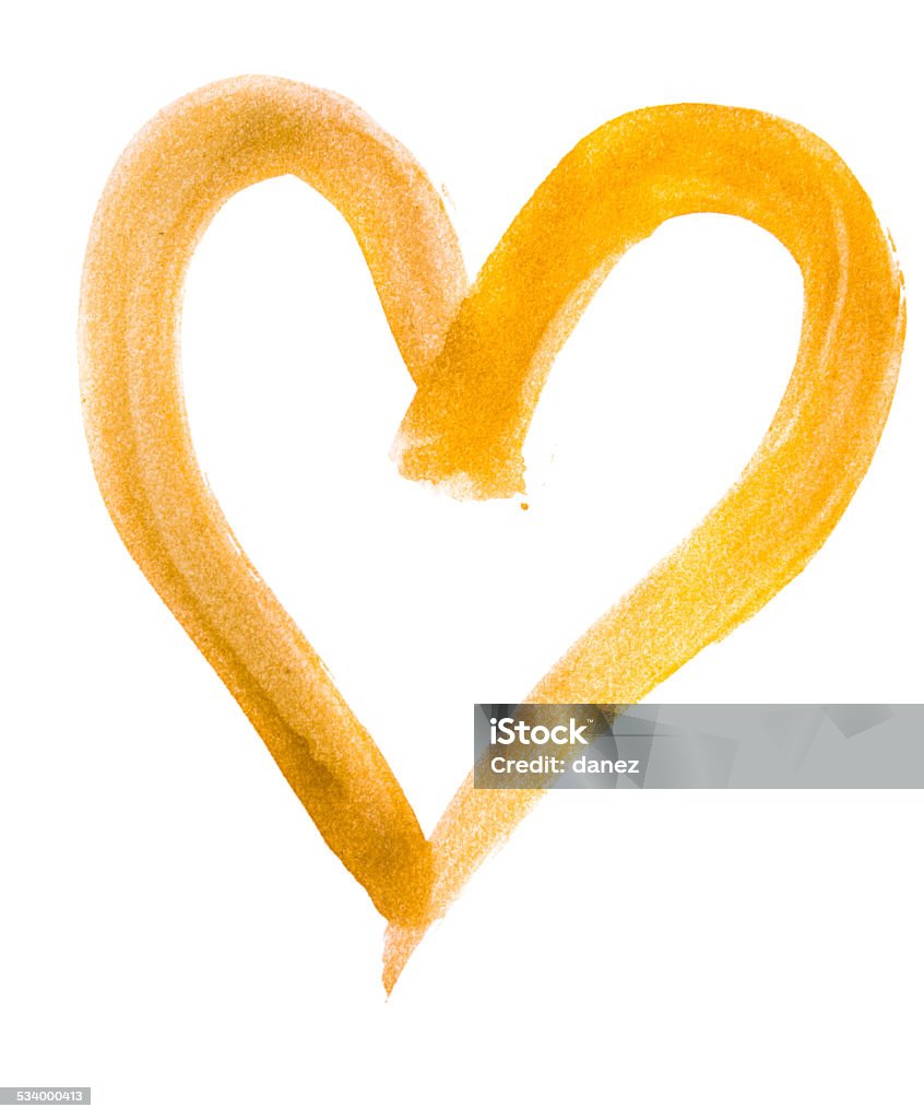 Valentine heart Yellowed heart on paper painted with watercolor 2015 Stock Photo