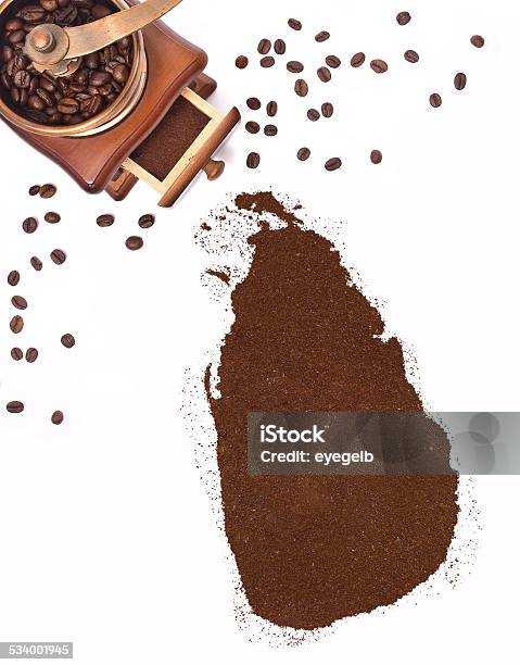 Coffee Powder In The Shape Of Sri Lanka Stock Photo - Download Image Now - 2015, Africa, African Culture