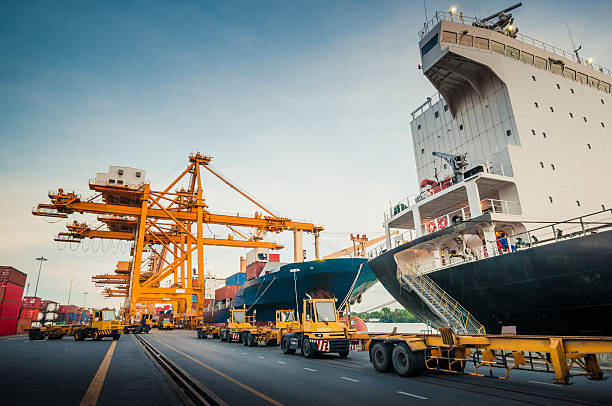 istock Container ship in the harbor in Asia , 534002263
