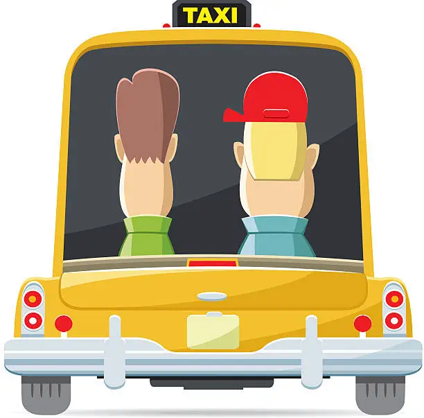 Vector illustration of Back view taxi
