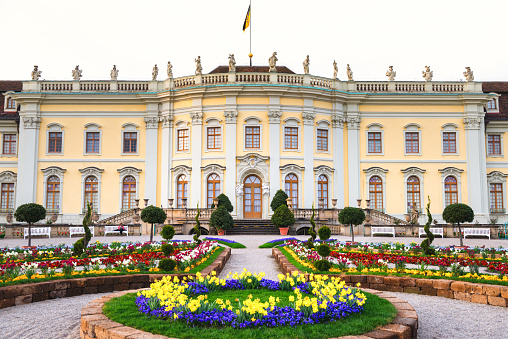 Ludwigsburg, Germany- April 7, 2014: The Palace of Ludwigsburg, near Stuttgart is one of Germanys largest Baroque palaces.