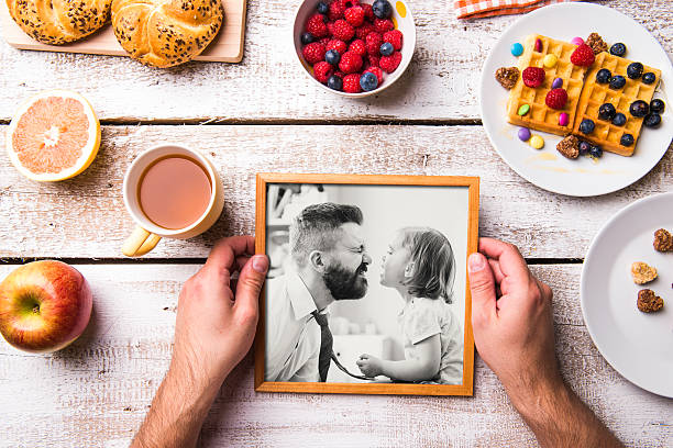 istock Fathers day composition. Black-and-white photo, breakfast meal 534004734