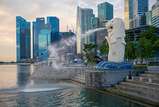 statue de merlion - lion sands photos et images de collection