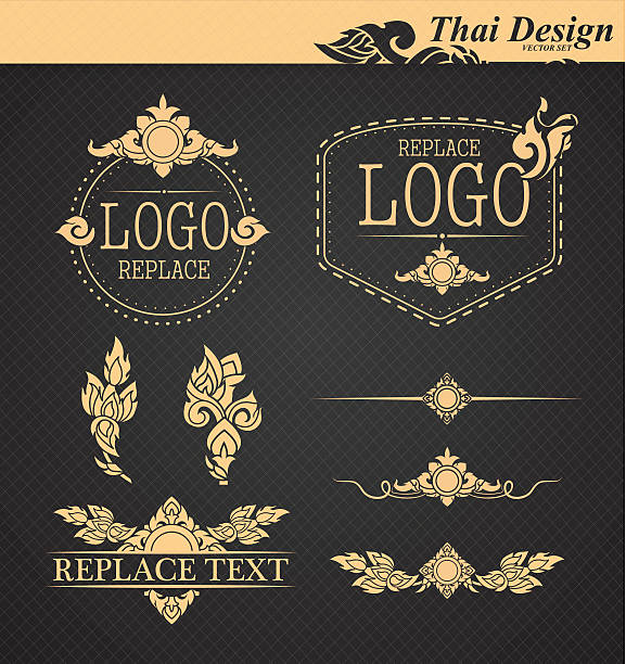 vector set: thai art design elements vector set: thai art design elements thai culture stock illustrations