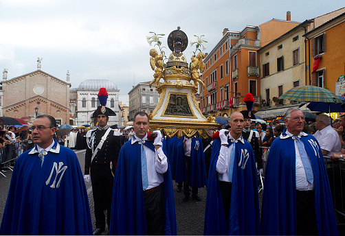 Padua,Italy - June 13, 2010: Feast of St.Anthony of Padua,the statue of St.Anthony is taken in procession through the streets of the city