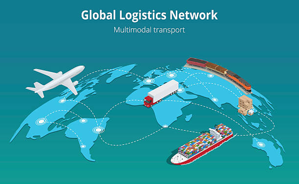 globale logistik-netzwerk - lieferkette stock-grafiken, -clipart, -cartoons und -symbole