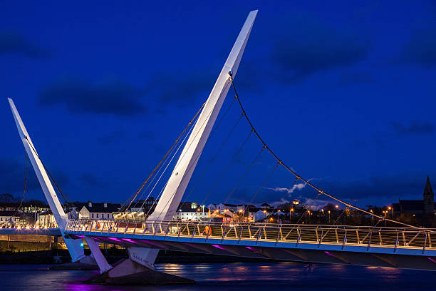 istock Full moon rising by Peace Bridge in Derry 534031218
