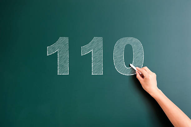 110 written on blackboard - 103 стоковые фото и изображения