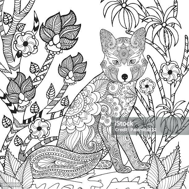 Fox In Garden Stock Illustration - Download Image Now - Adult, Animal, Animal Body Part