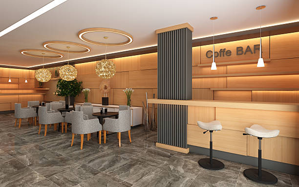 istock Warm Hotel Lobby with Wood Wall 534032562