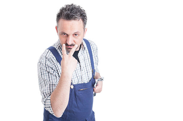 istock Pay attention or look at me concept with repairman 534032594