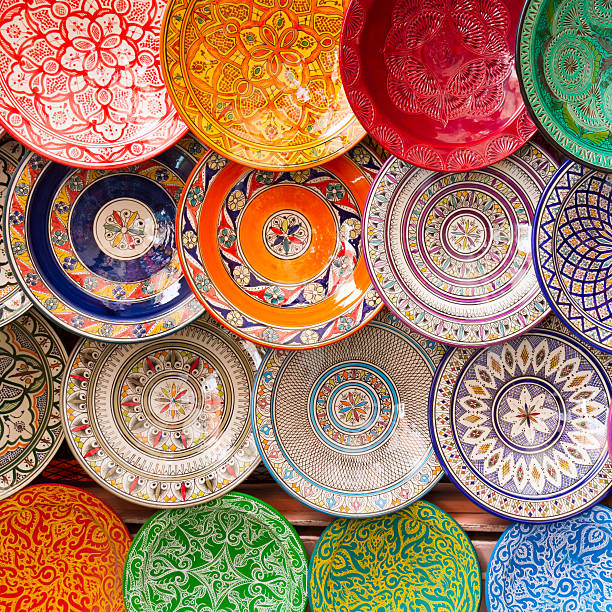 istock Traditional arabic colorful clay plates. 534033025