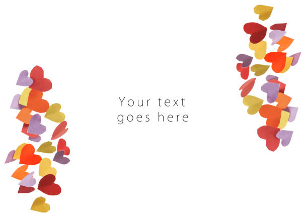 Paper colorful hearts greeting card horizontal