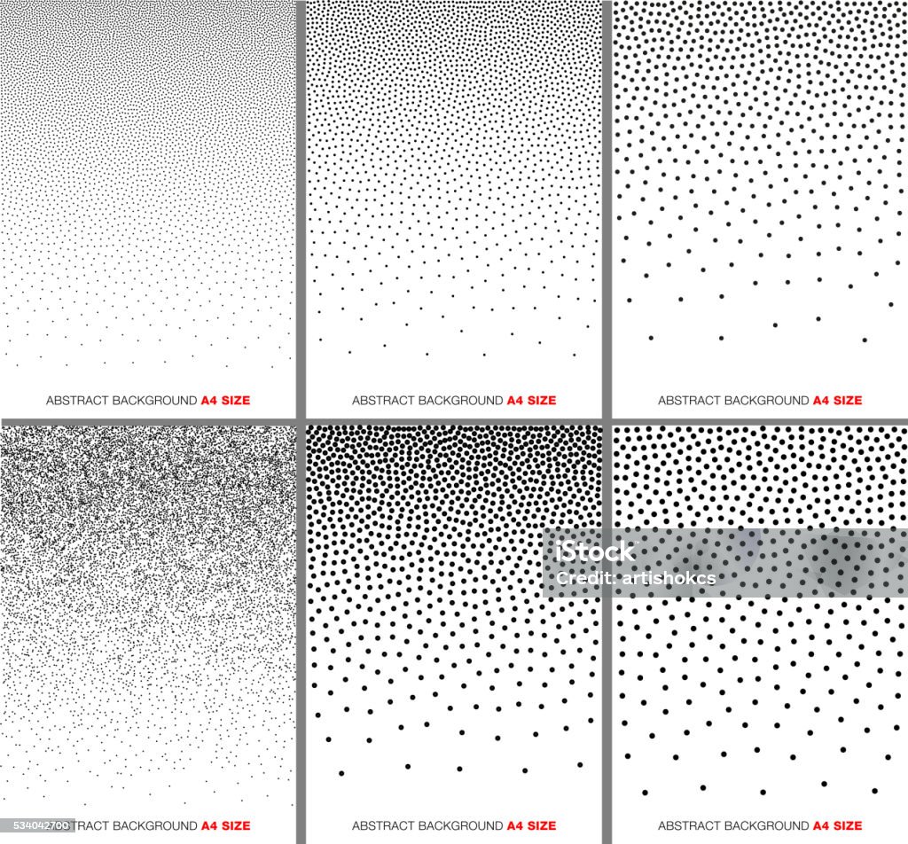 Set of Abstract Gradient Halftone Dots Backgrounds. A4 paper size. Set of Abstract Gradient Halftone Dots Backgrounds. A4 paper size, vector illustration. Pattern stock vector