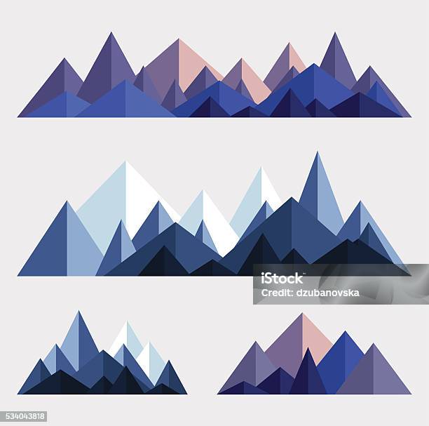 Mountain Ranges In Polygonal Style Stock Illustration - Download Image Now - Mountain, Abstract, Geometric Shape
